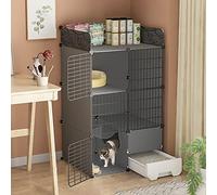 Jaula grande para gatos de interior, desmontable de 2/3 niveles con caja de arena, jaula de metal para animales pequeños para gatos y cachorros, hábitat de gatitos de bricolaje, extra espaciosa, 111 x