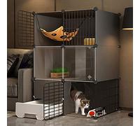 Jaula grande para gatos de interior, jaula de varios niveles para animales pequeños, incluye caja de arena, adecuada para gatos, hurones, chinchillas y conejos