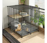 Jaula grande para gatos de interior - Kit de parque y recinto de metal desmontable para gatos, perreras montadas para 1-2 gatos, caja y casas de animales pequeños, perfecto para gatitos.