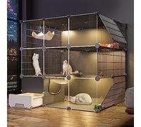 Jaula Grande para Gatos En Interiores, Recinto para Gatos con Caja De Arena para Gatos, Cerca Semicerrada para Gatos, Jaula Desmontable para Animales Pequeños, para Gatitos, Conejillos De Indias Y C