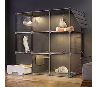 Jaula Grande para Gatos En Interiores, Recinto para Gatos con Caja De Arena para Gatos, Valla Semicerrada para Gatos, Jaula Desmontable para Animales Pequeños, para Gatitos, Conejillos De Indias Y C