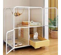 Jaula Grande para Gatos, Jaula para Gatos de Interior, jaulas para Animales pequeños, con arenero y Bandeja de Arena, con Ruedas en la Parte Inferior, se Puede Mover libremente, para 1-2 Gatos, h