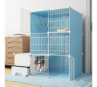 Jaula grande para gatos - Jaulas para gatos de interior grande con caja de arena Parque infantil para gatos DIY Alambre de metal desmontable Caja para perreras para gatitos Jaula para animales pequeño