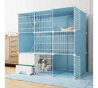 Jaula grande para gatos - Jaulas para gatos de interior grande con caja de arena Parque infantil para gatos de bricolaje Caja de perreras para gatitos de alambre de metal desmontable Jaula para animal