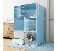 Jaula grande para gatos - Jaulas para gatos de interior grandes con caja de arena Parque infantil para gatos de bricolaje Caja de perreras para gatitos de alambre de metal desmontable Jaula para anima