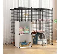 Jaula Grande para Gatos - Jaulas para Gatos Recintos para Gatos Interior DIY Parque Infantil para Gatos Desmontable Alambre De Metal Jaula para Gatos Parque Infantil Perrera Portador De Jaula para G