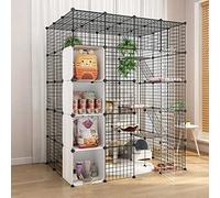 Jaula Grande para Gatos - Jaulas para Gatos Recintos para Gatos Interior DIY Parque Infantil para Gatos Desmontable Alambre De Metal Jaula para Gatos Parque Infantil Perrera Portador De Jaula para G