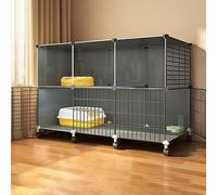 Jaula grande para gatos para interior - Parque de metal desmontable para gatitos y gatos, diseño DIY con ruedas, espaciosa casa para mascotas de 109 x 39 x 78 cm con zona de salida