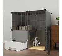 Jaula Grande para Gatos, Parque Infantil para Gatos de Bricolaje de 2 Niveles para Interiores, Inodoro para Lavabo para Gatos doméstico, Jaula para Gatos integrada, Espacio Libre súper Grand