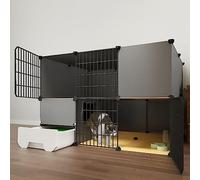 Jaula Grande para Gatos, Parque Infantil para Gatos de Bricolaje de 2 Niveles para Interiores, Inodoro para Lavabo de Arena para Gatos para el Hogar Jaula para Gatos Integrada, Espacio Libre