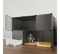 Jaula Grande para Gatos, Parque Infantil para Gatos de Bricolaje de 2 Niveles para Interiores, Lavabo para Arena para Gatos para el hogar, Jaula para Gatos integrada, Espacio Libre súper gra