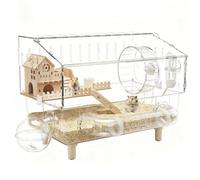 Jaula Grande para Hámster - Casa para Chinchilla de 2 Capas Transparente - Jaula De Acrílico para Erizo De 45 X 28 X 33.8 Cm | para Erizo Hurón Gerbo Chinchilla Mascotas Pequeñas Monitoreo