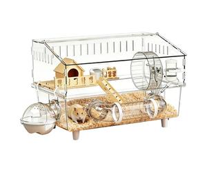 Jaula Grande para Hámster, con Diseño Vertical Espacioso, 45x30x34,5 Cm, Casa para Chinchilla Transparente De 2 Capas, Jaula Acrílica para Hurones, Jaulas Transparentes para Observación De Animales Y
