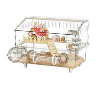Jaula grande para hámster, hábitat de varios niveles para mascotas pequeñas, jaula de alambre con base, amplias zonas de juego, tubos de de rueda de ejercicio, escondites para hámsteres, jerbos