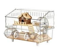 Jaula grande para hámsters | 2 niveles para roedores de visión clara | generoso recinto para hámsters | para casa, observación, viajes con animales pequeños