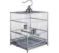Jaula Grande para Loros con Ganchos, Jaula para Pájaros De Una Sola Pieza De Acero Inoxidable 304, Bandeja Extraíble para Facilitar La Limpieza, Aviario Cuadrado para Mascotas(Black-C)