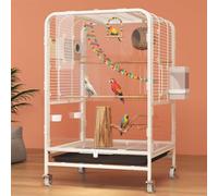 Jaula grande para pájaros de interior con soporte para cacatúas, gris africano, loros cuáqueros, periquitos solares, mejillas verdes y palomas