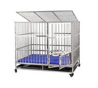 Jaula Grande para Perros, Acero inoxi, Casa para Perros Perrera para Mascotas de Tamaño Mediano a Grande con Ruedas(125cm/49.2in)