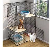 Jaula Grande para Perros y Gatos de 3 Niveles - Jaula de Alambre metálica Desmontable para Interiores, para 1 a 3 Gatos - Jaula Ideal para Hacer uno Mismo con Amplio Espacio de Ejercicio - J