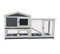 Jaula Grande para Pollos, Casa De Madera para Mascotas con Puertas con Cerradura Y Techo Impermeable, Hábitat para Animales Pequeños, Conejos Y Cobayas(Off-White)