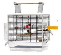 Jaula Grande Transparente para Loros, Jaula Ornamental para Pájaros De Jardín, Nido con Comedero Y Soporte De Madera, Aviario De Acero Inoxidable para Pájaros Fácil De Montar(Set-A)