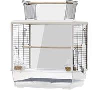 Jaula Grande Transparente para Loros, Jaula Ornamental para Pájaros De Jardín, Nido con Comedero Y Soporte De Madera, Aviario De Acero Inoxidable para Pájaros Fácil De Montar(C)