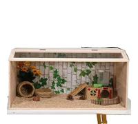 Jaula Hamster Caja de alimentación for Mascotas pequeña, Caja Madera for Pollitos y codornices, Escalada for hámster, Villa for Ratones