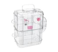 Jaula Hamster Jaula Transparente portátil for hámster, Jaula de Castillo, Jaula de Alambre Dorado de una Sola y Dos Plantas, casa de Animal PEQUEÑO(Double Layer)