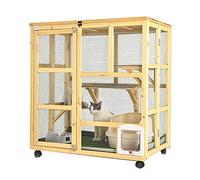 Jaula Interior para Animales Pequeños de Madera - Casa Grande de Madera para Gatos para Gatos de Interior y Exterior Condominio para Gatos con Múltiples Funciones Ideal para 1-3 Gatos - 100x60x110cm