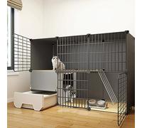 Jaula interior para gatos, estructura metálica multicapa con caja de arena para gatos, adecuada para 1-2 gatos, perfecta para animales pequeños y juegos de mascotas