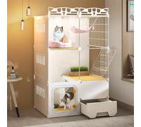 Jaula Interior Transparente para Gatos, Villa para Gatos, Parque Infantil para Gatos de 3 Niveles DIY para Interiores, Partición Razonable(72x47x107cm)