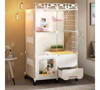 Jaula Interior Transparente para Gatos, Villa para Gatos, Parque Infantil para Gatos de 3 Niveles DIY para Interiores, Partición Razonable(72x47x112cm)