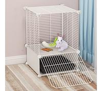 Jaula Jaula para Mascotas, Small Animal Cage with Removable Trays Ramps and Shelf For Rabbit Guinea Pig Includes Zip Ties Rubber Mallet 0.5 Inch Wire(B)