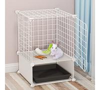 Jaula Jaula para Mascotas, Small Animal Cage with Removable Trays Ramps and Shelf For Rabbit Guinea Pig Includes Zip Ties Rubber Mallet 0.5 Inch Wire(A)