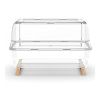 Jaula Jaula para Mascotas, Small Animal Hamster Cage Full Transparent Acrylic 360 Degree View Waterproof Chew Proof Design Stackable with Wooden Feet 47 cm 18.5 Inch Wide Front Door White