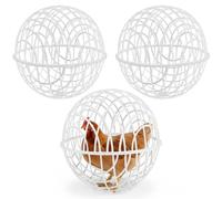 Jaula móvil para Bolas de Pollo de 3 Piezas, Jaula portátil para Bolas de Pollo con Malla ventilada, Red de plástico Blanca de 20 cm/7, 9 Pulgadas para Animales pequeños