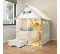 Jaula para Animales, Jaula Gatos con ventilación de Doble Cara, Recinto para Gatos con Caja de Arenero para Gatos, para Conejos, cobayas, chinchill(70x45x105cm/27.5x17.7x41.3in)