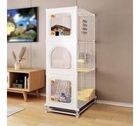 Jaula para Animales Pequeños de 2/3/4 Capas, Armario de Malla de Hierro Encriptado para Chinchillas, Jaula para Ardillas, con Bandeja y Escalera(37x37x113cm)
