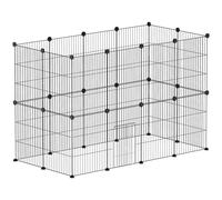 PawHut Valla Metálica para Mascotas 24 Paneles Conejos 120x60x80 cm Negro