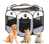 Jaula para cachorros para apartamentos, XXL, para cachorros, recinto al aire libre, para animales pequeños como perros y gatos (gris + huellas de patas)