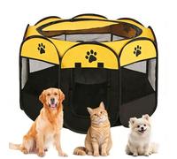 Jaula para cachorros para apartamentos, XXL, para cachorros, recinto al aire libre, para animales pequeños como perros y gatos (amarillo + huella de pata)