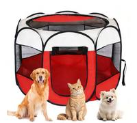 Jaula para cachorros para apartamentos, XXL, para cachorros, recinto al aire libre, para animales pequeños como perros y gatos (beige + rojo)