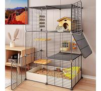 Jaula para Cobayas De 3 Niveles, Jaula para Animales PequeñOs, con Malla De Hierro Encriptada De 1,5 Cm, Resistente para Hurones, Ardillas Y Chinchillas