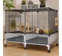 Jaula para Cobayas DIY con Fondo A Prueba De Salpicaduras, Bandeja ExtraíBle para Facilitar Su Limpieza, Malla De Hierro Encriptada para Mascotas PequeñAs, Accesorios Incluidos