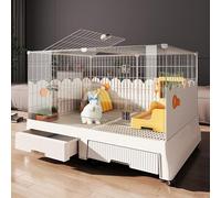 Jaula para Cobayas Y Conejos con Puerta, Suelo De Malla Ventilada Y Bandeja ExtraíBle, Recinto para Mascotas De Interior Y Exterior para Conejos, Cobayas Y Gatos