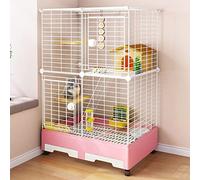 Jaula para Conejitos - Hábitat para Conejos en Interiores, Jaulas para Conejitos para Conejos Jaula para Conejillos de Indias en Interiores de 2 Niveles, Jaula para Animales pequeños Conejera con Rued