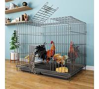 Jaula para Conejos Al Aire Libre, Gallineros De Metal con Tragaluz Y Bandeja Sin Fugas, Casa para Mascotas para Pollo, Cobaya, Pato, Animales Pequeños(Black,85 * 60 * 70CM)