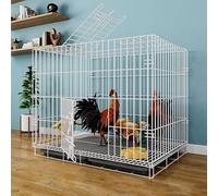 Jaula para Conejos Al Aire Libre, Gallineros De Metal con Tragaluz Y Bandeja Sin Fugas, Casa para Mascotas para Pollo, Cobaya, Pato, Animales Pequeños(White,85 * 60 * 70CM)