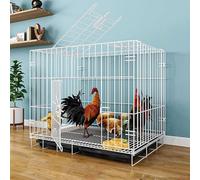Jaula para Conejos Al Aire Libre, Gallineros De Metal con Tragaluz Y Bandeja Sin Fugas, Casa para Mascotas para Pollo, Cobaya, Pato, Animales Pequeños(White,70 * 50 * 60CM)