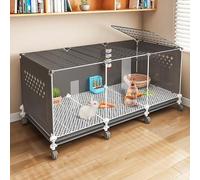 Jaula para Conejos Antisalpicaduras de Orina DIY, Conejera para Interior, Ventilada y Transpirable, con Bandejas Extraíbles, Fácil de Limpiar(Black,105x45x45cm)